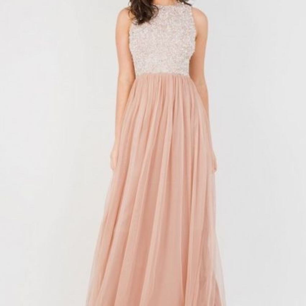 new XXS 00-0 Lace & Beads Picasso sequin Long princess Embellished Maxi